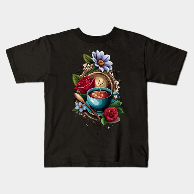 coffee cup Kids T-Shirt by Dandeliontattoo